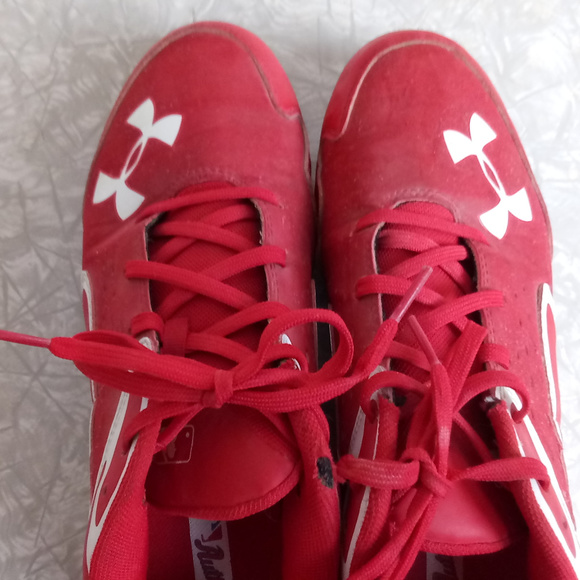 MLB Authentic Red & White Under Armour Cleats main image 6